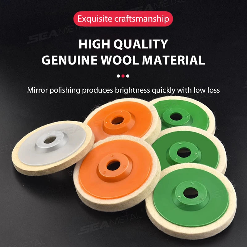 SEAMETAL 3pcs 4 inch Wheels Polishing Pad Kits Wool Auto Grinding Disc Angle Grinder Polishing Disc Rust Removal Car Accessories