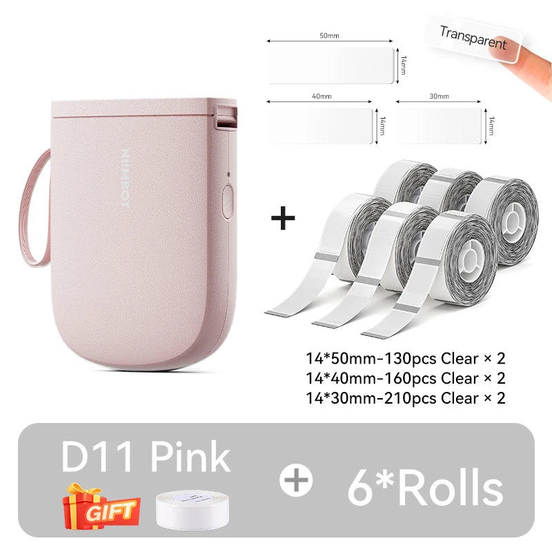 New Version NIIMBOT D11 Portable Thermal Printer Wireless Adhesive Label Maker Inkless Labeling Machine For Mobile Android IOS