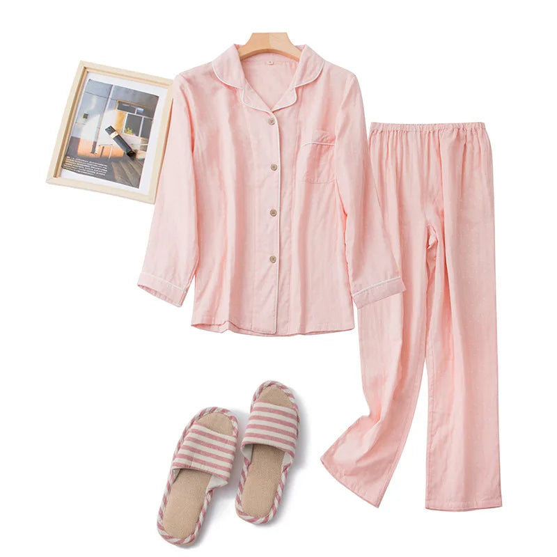 Pajamas Women Autumn Winter 100% Cotton Pyjamas Female Lounge Wear Suit Home Clothing Sleeping Long Sleeve Men's Pijamas Set