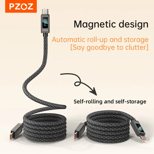 PZOZ For usb c to type c lightning magnetic cable Fast Charging iPhone iPad MacBook Charger mobile phone cables organizer bag
