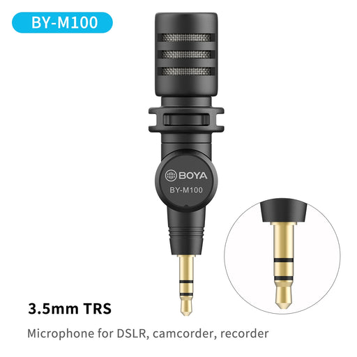 BOYA BY-M100 Wired Microphone Plug and Play Portable Audio Video Recording Mic for iPhone Android Camera PC Live Streaming Vlog BY-M100