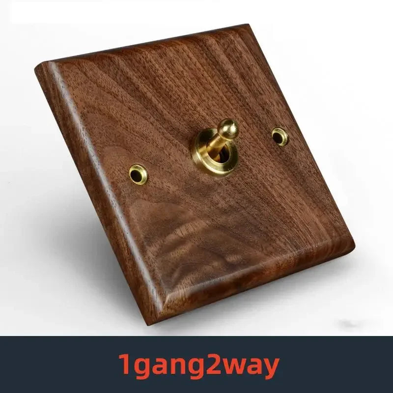 Retro Uk 13A Wall 2gang2way Light Switch,antique Villa High Power USB C Fast Charging Solid Wood Socket,home Speed Dimming Panel