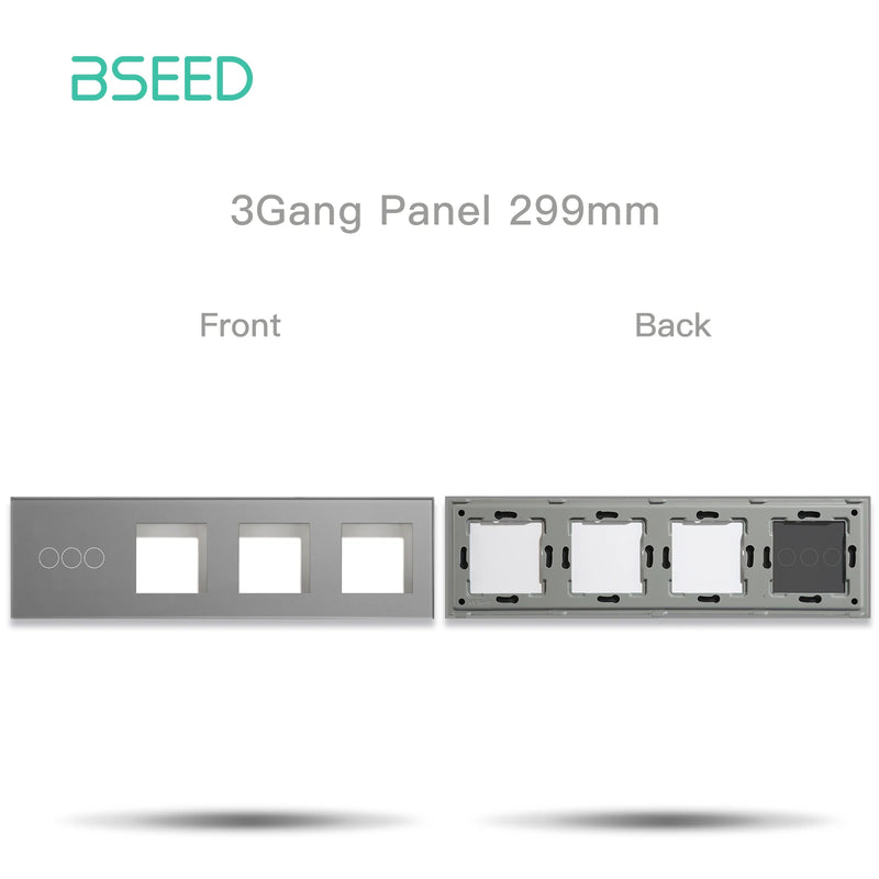 BSEED M1 Series EU Standard Wall Glass Panel Quadruple 1/2/3Gang Plus Frame Touch Switch Crystal Panel With Metal Frame DIY Part