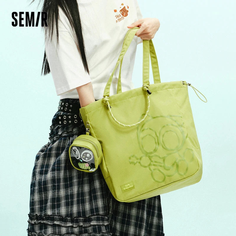 Semir Women Tote Bag Shoulder Handbag Campus Commute 2026 New Large Capacity Everyday Style Casual Carryall Bag