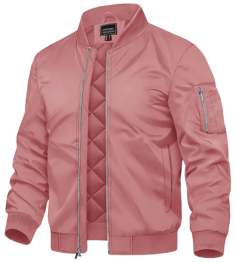 TACVASEN Men's Autumn And Winter Full-Zip Padded Jacket Warm Polyester Waterproof Coat with 5 Pockets for Casual Outdoor Wear