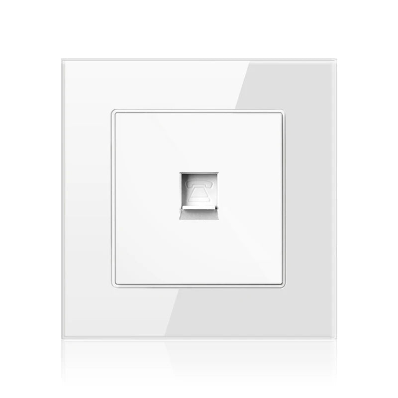 Cat6 Rj45 Wall Socket Network Socket With TV Wall Data Double Socket Telephone Tempered Glass Panel Computer Wall Net Outlet