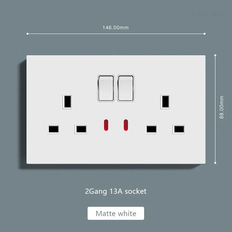 UK Standard Power Socket 13A Quick charge Plug 20W Smart Type-C Wall Outlet,220V Electrical Universal Wall Light 2way Switch