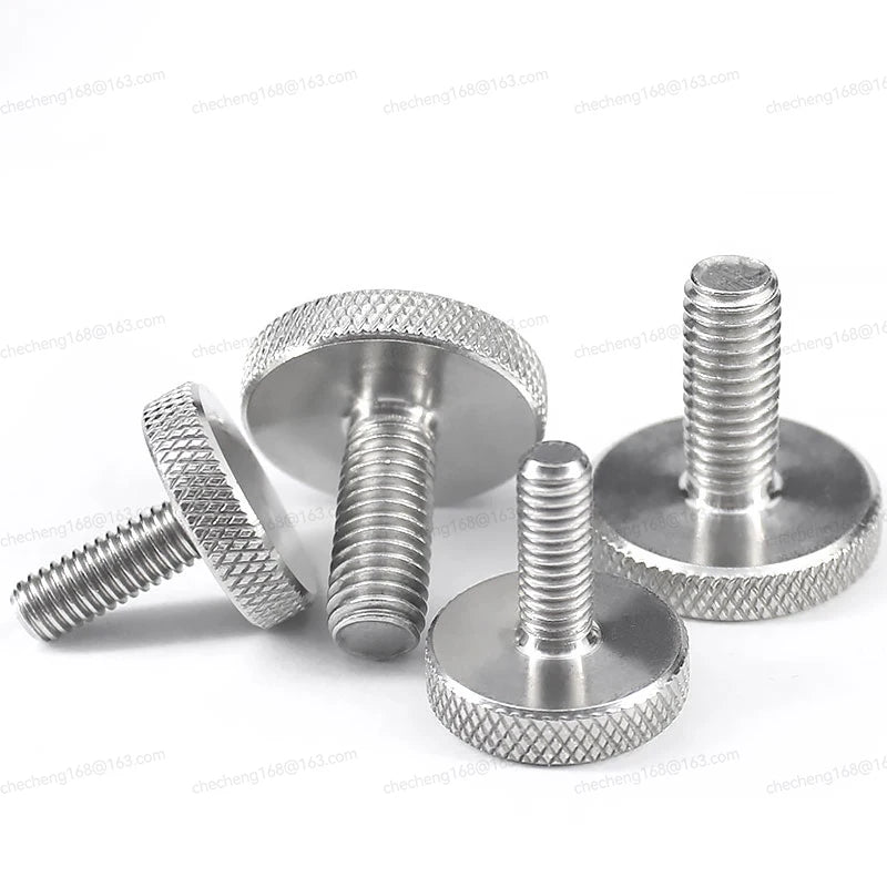 M3 M4 M5 M6 M8 M10 GB835 304 Stainless Steel Knurl Flat Round Head Hand Tighten Curtain Wall Glass Thumb Screw Bolt DIN653