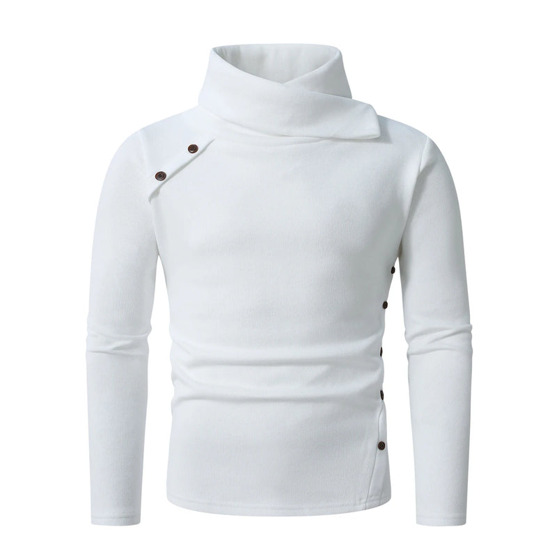 Winter Men's White Turtleneck Sweater, British-style Black Pullover, Asian Sizes M-4XL. New 2026