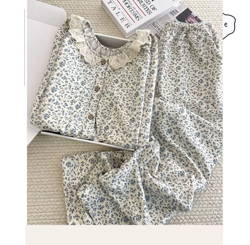 Comfort for Homewear Long Sleeve Pajamas Autumn Sleepwear Women Soft 2 Piece Pyjamas Nightwear Home Clothes Loungewear Suit