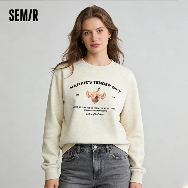 Semir  Graphic Hoodie Soft Texture Women Spring Casual Fashion Comfort Loose Style Trend Cozy New2025