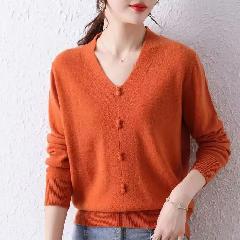 New Soft Warm Sweater Women 2026 Autumn Winter Clothes Long Sleeve Pullover Sweaters V Neck Slim Knitted Crop Tops Pull Femme
