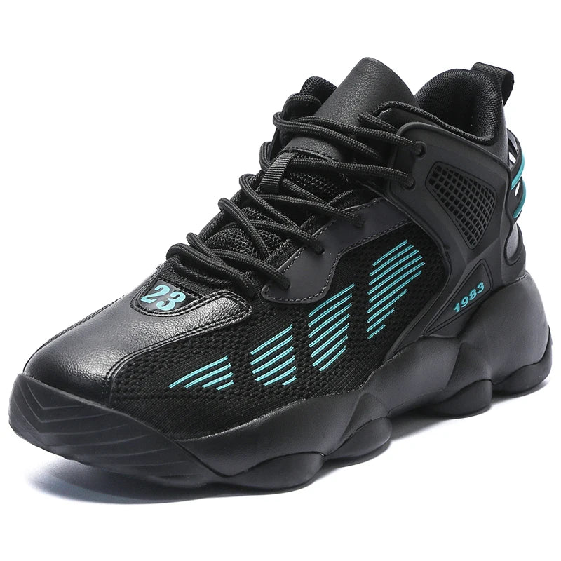 Men Basketball Shoes Autumn New High Top Mesh Breathable Anti Slip Rebound Flat Bottom Practical Basketball Boots for Men