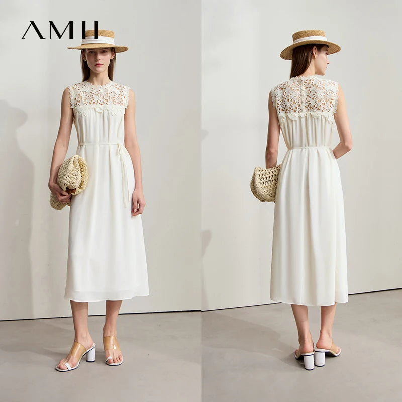 រ៉ូប Amii Minimalism សម្រាប់វិស្សមកាល រ៉ូបធម្មតា ចរ សម្លៀកបំពាក់ស្ត្រី រដូវក្តៅ ឆ្នាំ២០២៦ រ៉ូបចររលុង ដៃខ្លី រ៉ូបវែង ស្រួលពាក់ 1252026
