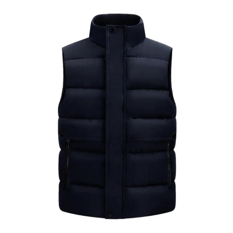 Winter High-density T400 Small-interval Warm Cotton-padded Vest Double Front Flap with Snap Buttons and Zippers
