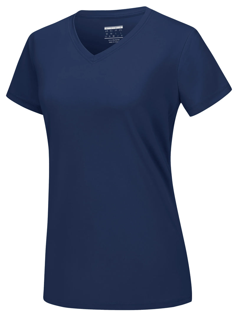 TACVASEN UPF 50+ Summer Sun Protection V-Neck T-shirts Womens Short Sleeve T-shirts Breathable Lightweight Quick Dry Shirts Tops