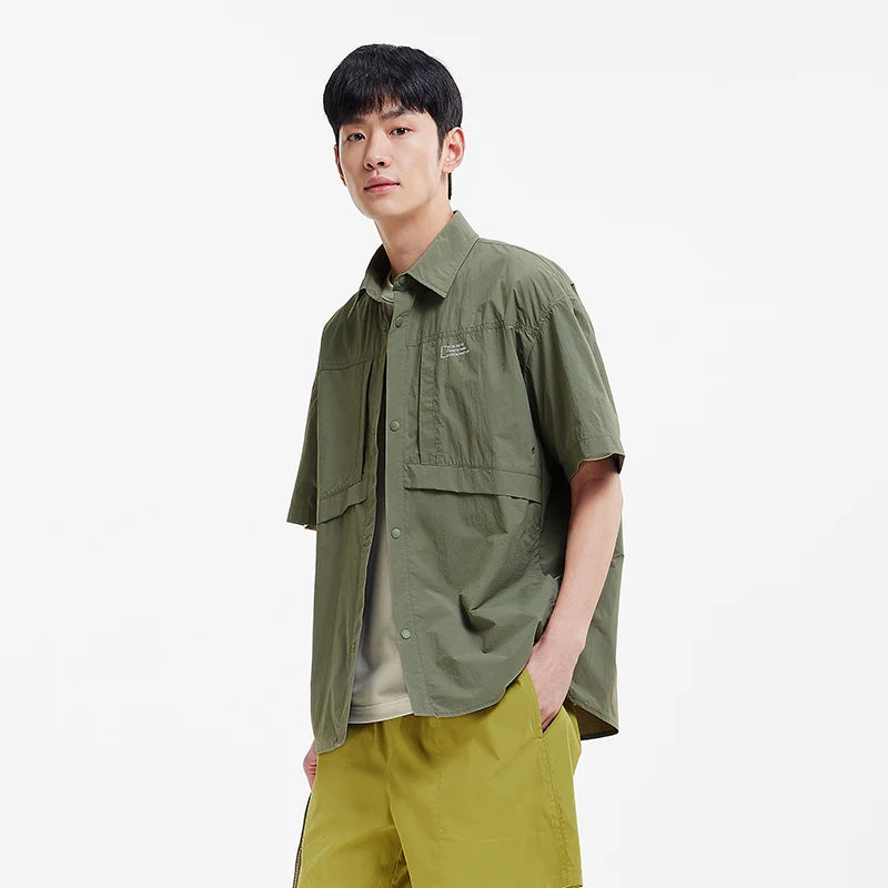 Semir Men Shirt UV Protection Cool Feeling Loose Lapel Short Sleeve Outdoor Casual Top 2026 Soft Comfortable Fashion Daily Wear