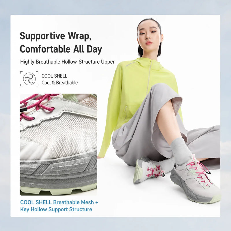 ស្បែកជើងកវែង Li-Ning សម្រាប់នារី WUI COBBLES សម្រាប់ពាក់ក្រៅផ្ទះ សំបកត្រជាក់ មានខ្យល់ចេញចូលបានល្អ ស្រូបយកឆក់ ទម្ងន់ស្រាល រឹងមាំ ស្បែកជើងកវែង LiNing AHUW004