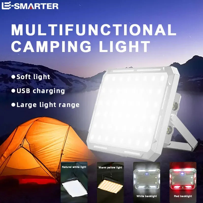 ភ្លើងតង់ LED ចល័តសម្រាប់បោះតង់ ភ្លើងស្វែងរកដែលអាចសាកបាន ភ្លើងសង្គ្រោះបន្ទាន់ក្រៅផ្ទះដែលមានថាមពលខ្ពស់ ចង្កៀងព្យួរការពារទឹក