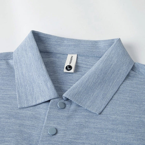 Seamless Color Cotton Polo Shirt Men Flat Knit Business Casual Short Sleeve, Breathable Quick-Dry Tee