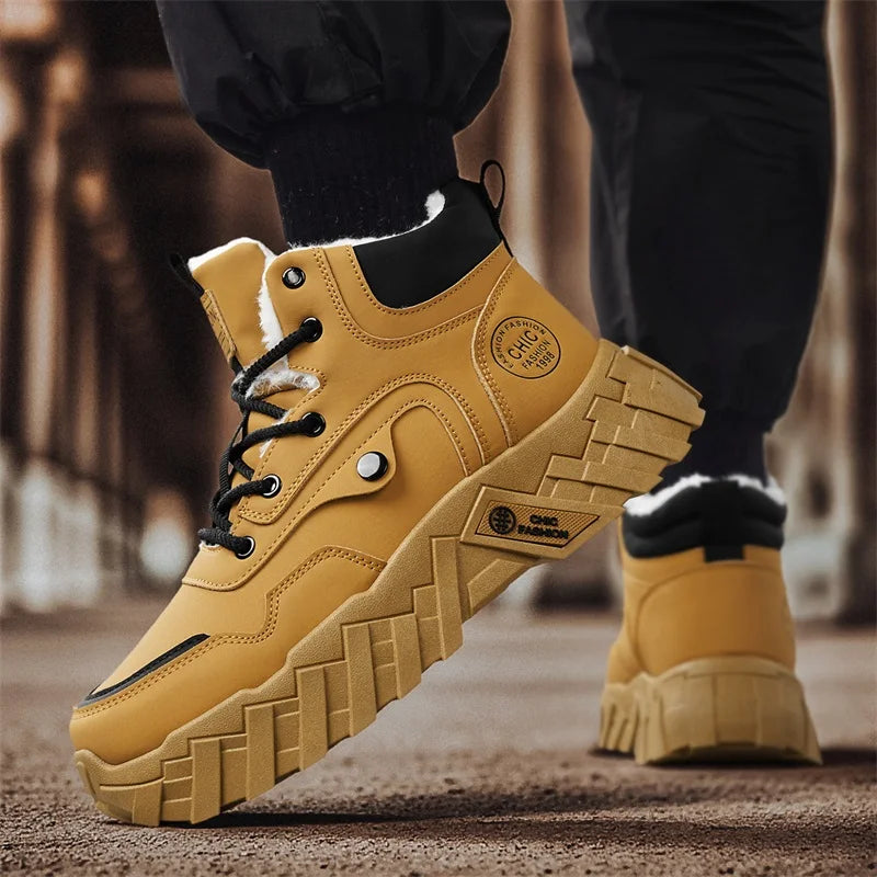 Men's snow boots warm winter plus velvet casual boots high-top soft-sole non-slip cotton boots fashion Joker outdoor work boots
