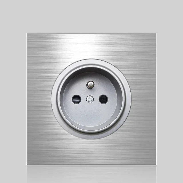 Europe UK FR Luxury LED Wall Light Switch Socket,1 2 3 4 gang 1 2way On/Off aluminum alloy Round Button household Switch panel