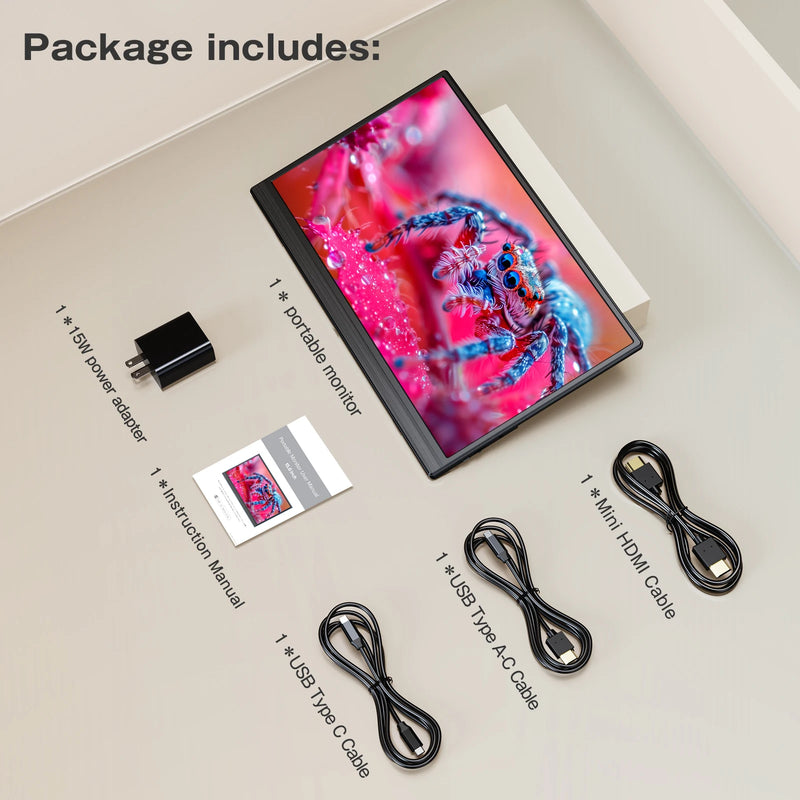 ម៉ូនីទ័រចល័ត PERFECT ទំហំ 15.6 អ៊ីញ 60Hz 1920*1080 16:9 IPS សម្រាប់កុំព្យូទ័រយួរដៃ XBox PS4 / 5 Switch TV Box PC Extension Mobile MAC