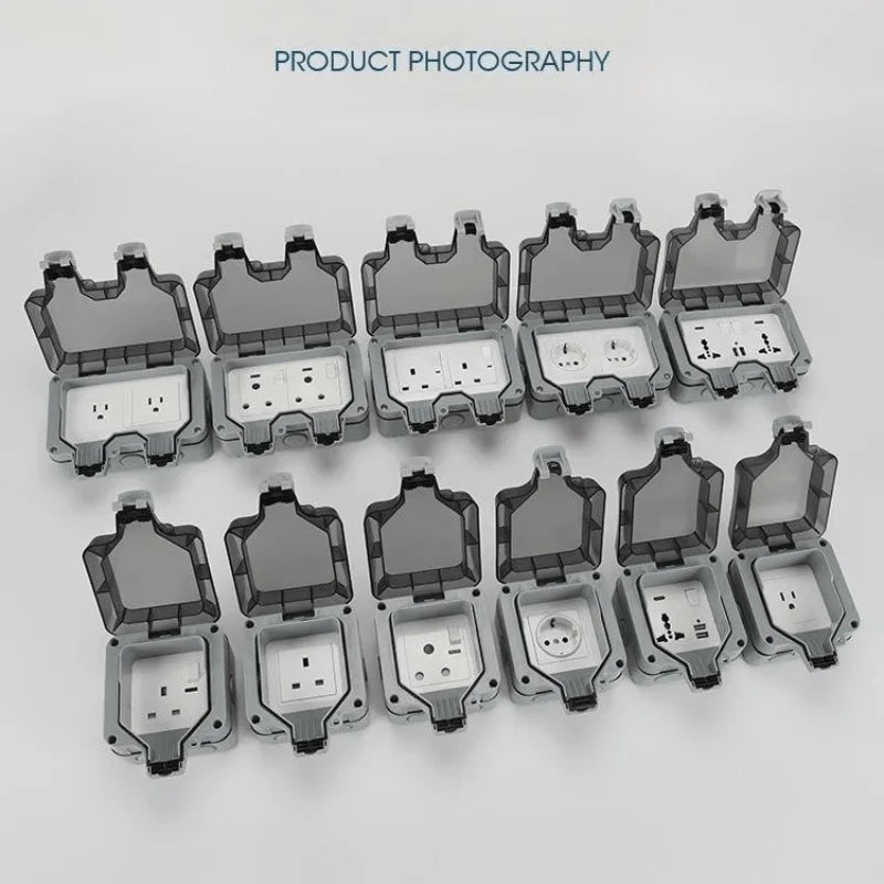 American 110v IP66 Waterproof Dual Socket with Switch, Universal Us Plug Outdoor Waterproof Charging Industrial Single Socket