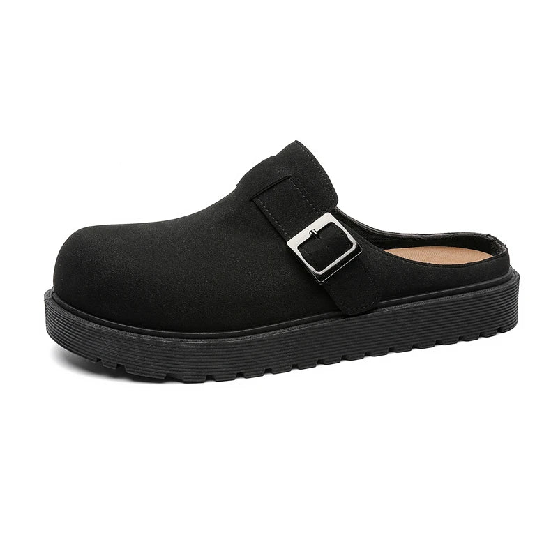 Men's slip on casual slippers summer anti-slip soft-sole breathable lightweight outdoor walking slippers fashion half slippers