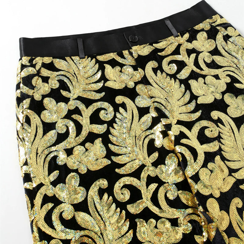 2026 New Men's Red Suit Pants, Blue Sequined Stage Performance Pants, Purple, Green, and Gold Options Available.