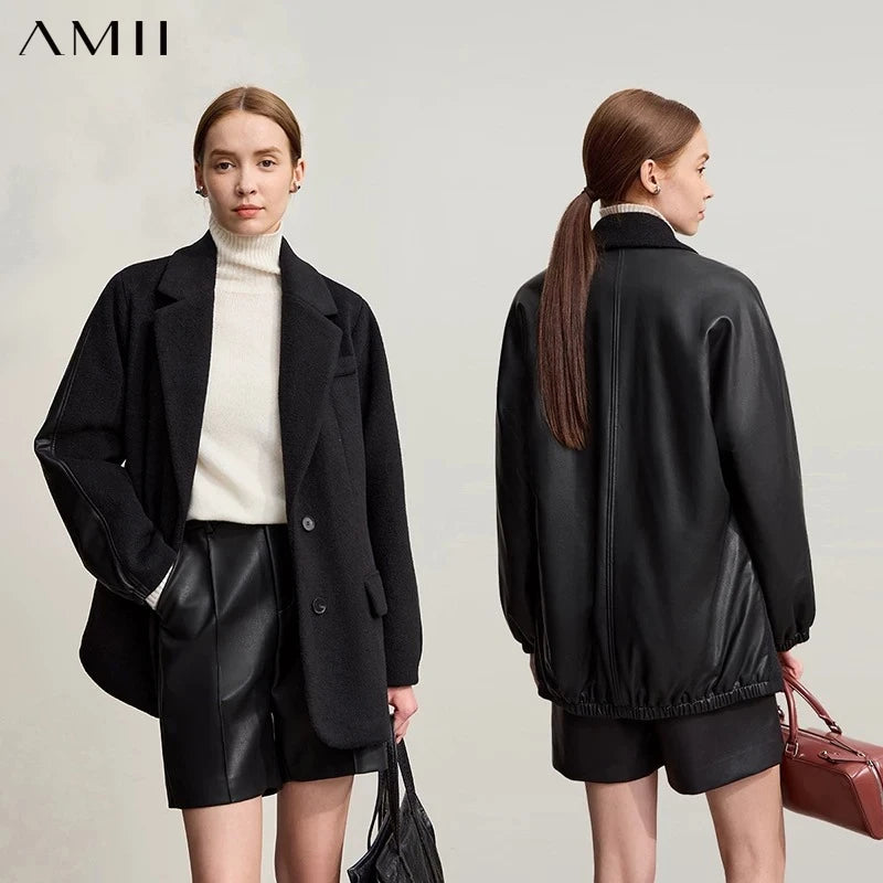 អាវក្រៅ AMII សម្រាប់នារី រចនាបថតិចតួចបំផុត ធ្វើពី PU រោមចៀម រដូវរងា ឆ្នាំ២០២៦ ថ្មី សម្រាប់ធ្វើដំណើរធម្មតា ត្រង់ រលុង ប្រវែងមធ្យម 12444118