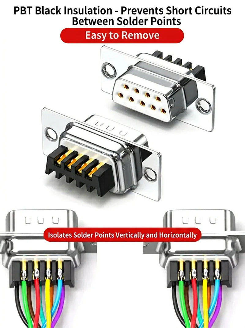 DIVEDEER Industrial DB9 Male & Female Connectors 9-Pin RS232/485 Serial Port COM Adapter Plug