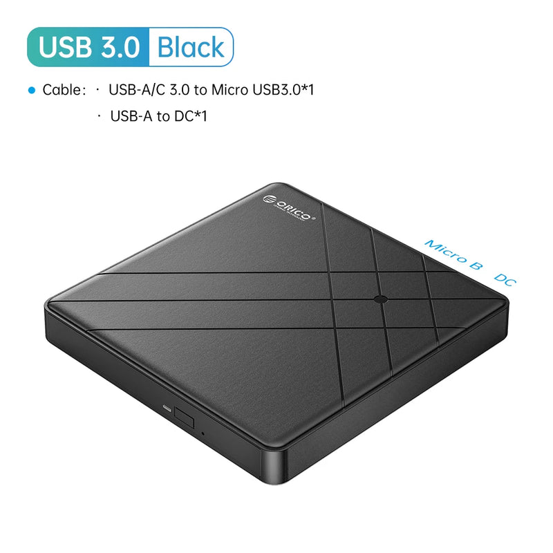 ORICO External USB 3.0 Optical Driver CD/DVD-ROM Combo DVD RW ROM Burner Writer Recorder for Desktop Laptop Windows Mac OS