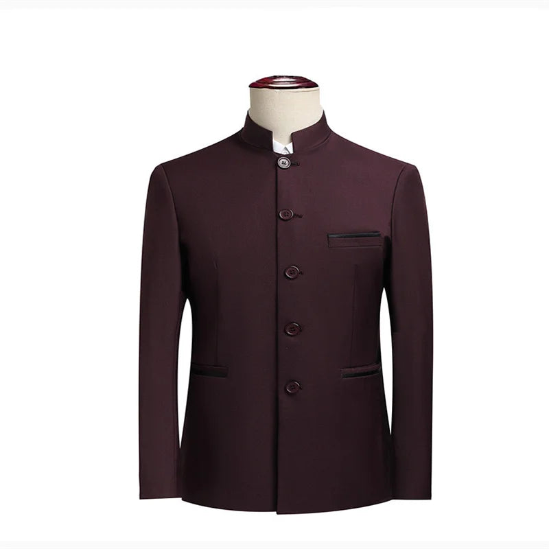 Chinese Style Men's Long Sleeve Suit Jacket, Slim Fit Coat, Asian Size M-6XL, Available in Blue,Black,White,Red,Grey Blazers