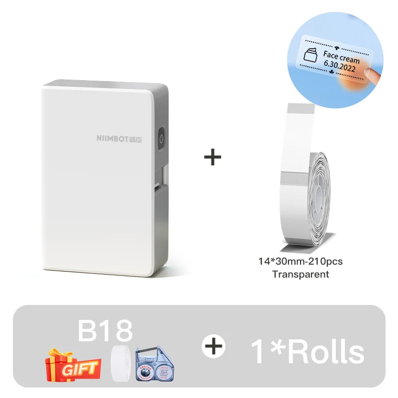 Niimbot N1/B18 Thermal Transfer Label Sticker Printer Mini Label Maker With Ribbon PET Papers For Jewelry Store Cable Cosmetics