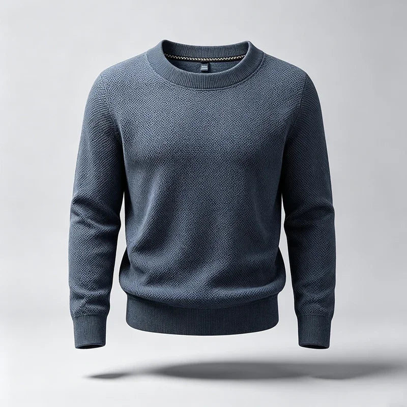New Arrival Mens Crew Neck Knit Sweater Thick Soft Textured Knit Material Slim Cut Long Sleeve Autumn Winter Outer Tops