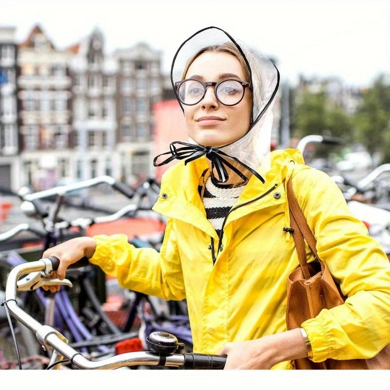1pc Transparent Plastic Bonnet for Women, Foldable,Portable, Hand Washable,Travel Friendly Design for Outdoor Use.