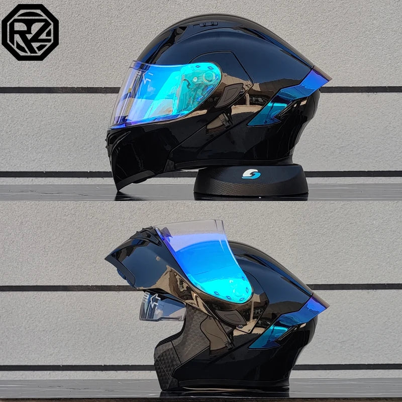ORZ-991 unisex modular flip top motorcycle helmet, ABS shell with dual sun visors, DOT standard full face travel helmet
