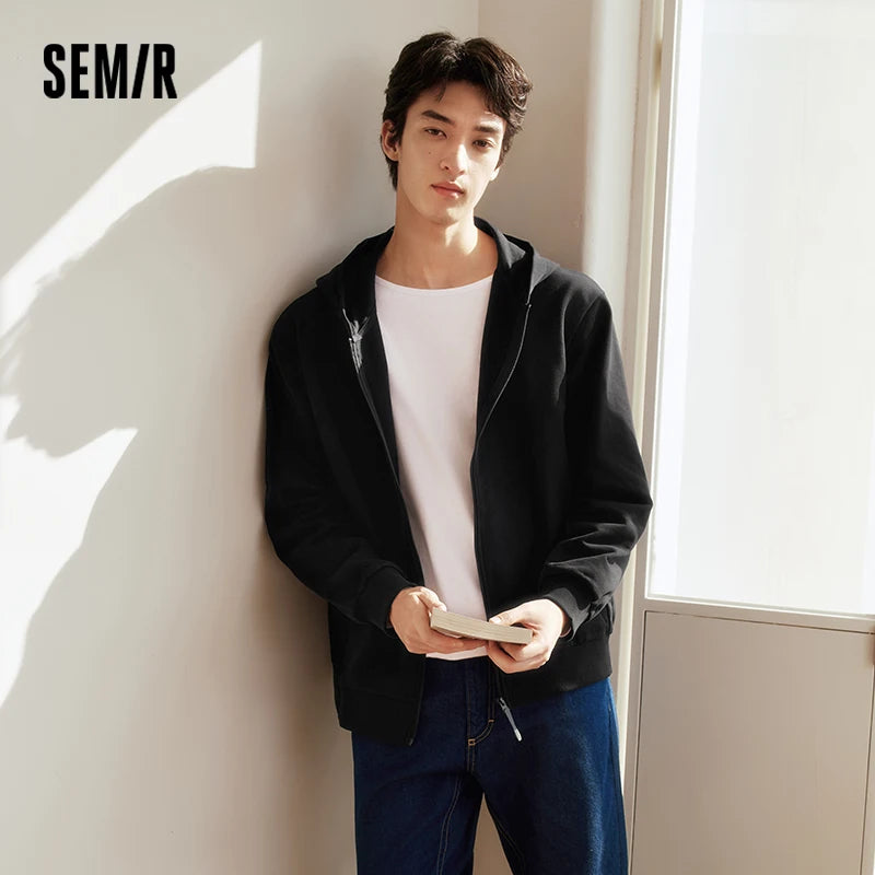 Semir Minimalist Jacket Men Spring Knitted Hooded Outdoor Casual Versatile Couple Style Loose Comfortable Daily Top