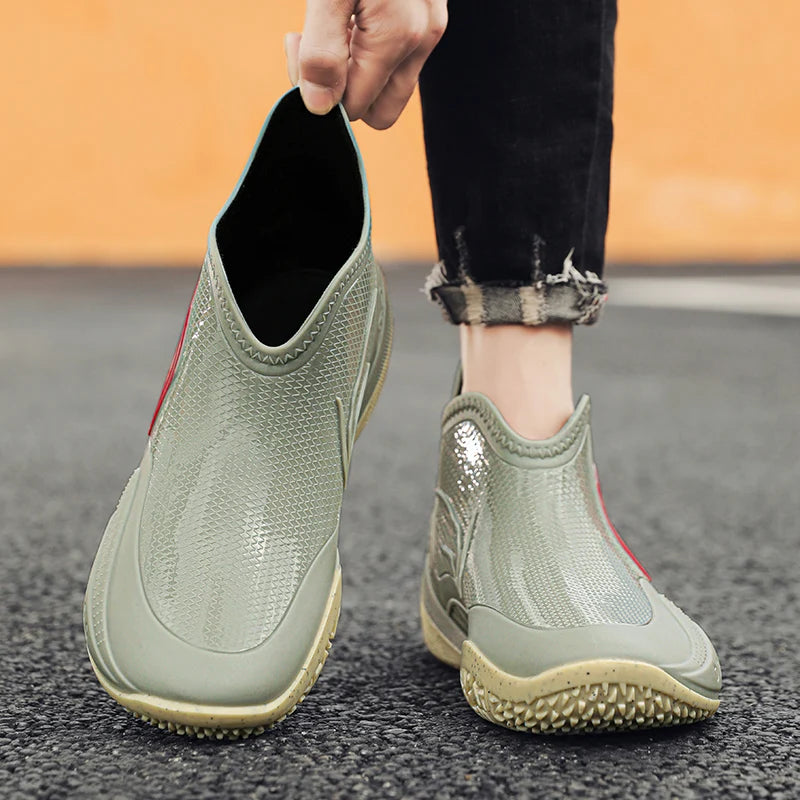 Men's Rain Shoes Four Seasons New Non-Slip Waterproof Outdoor Casual Fishing Shoes Fashion Lovers Comfort Soft-Sole Rain Boots