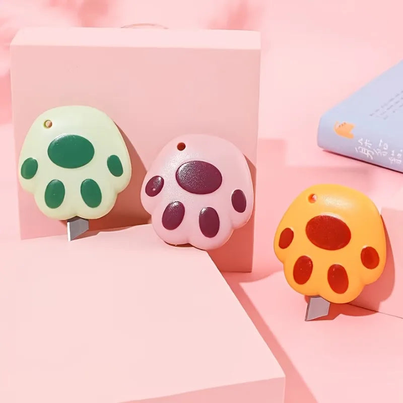 2pcs Cute Cat Paw Paper Cutters,Retractable Paper Cutter withSpring-Loaded Blade,for Office, School, Crafting & Projects.