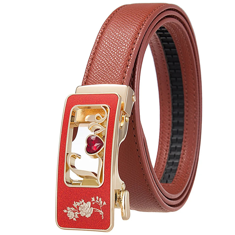 Women's Red Belt, Fashion Casual PU Belts, Purple Blue Gray Khaki Optional, 105cm Length