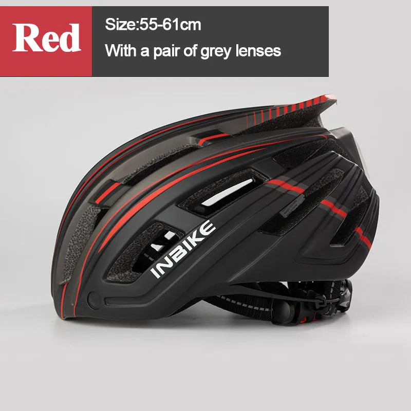 INBIKE Bicycle Helmet Man Ultralight Helmets for Cycling MTB Road Men's Bike Helmet  Mountain with Goggles Taillight Accessories