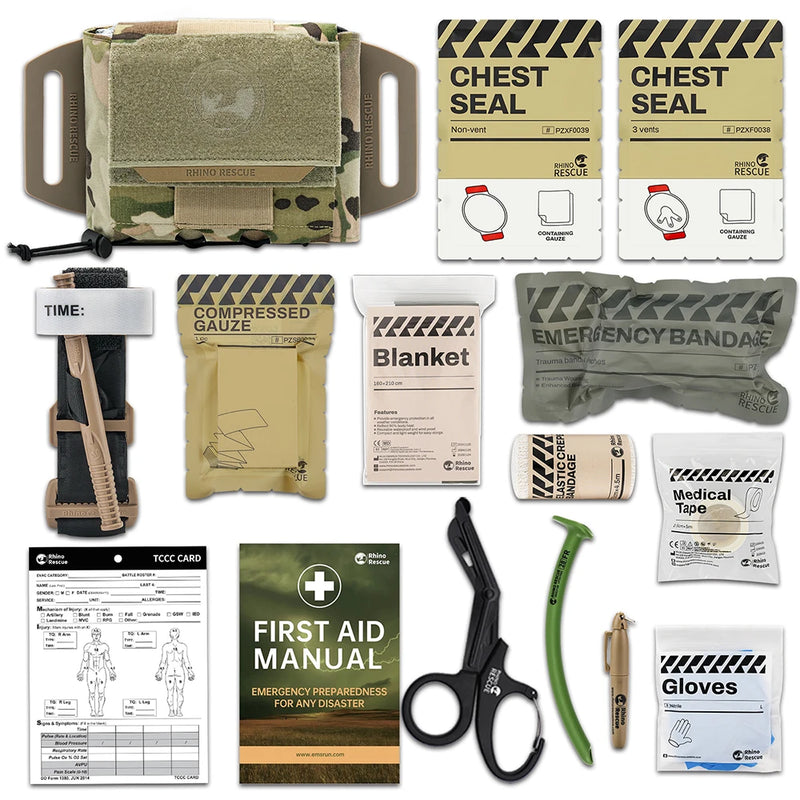 RHINO RESCUE Tactical Molle Medical Pouch Horizontal IFAK Bag Quick Release First Aid Kit for Belt Vest Outdoor