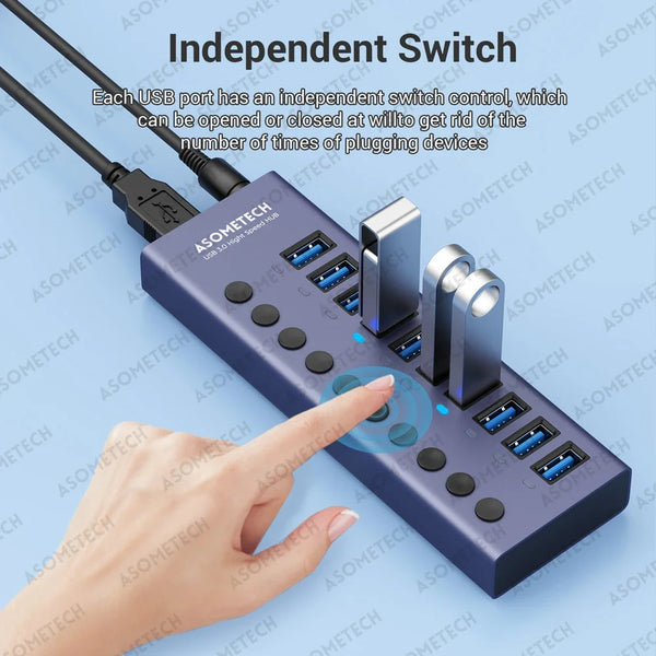ឧបករណ៍បំបែក USB ច្រើនរន្ធចំនួន ៤/៧/១០ រន្ធ សម្រាប់ភ្ជាប់ទៅកុំព្យូទ័រ និងកុំព្យូទ័រលើតុ MacBook