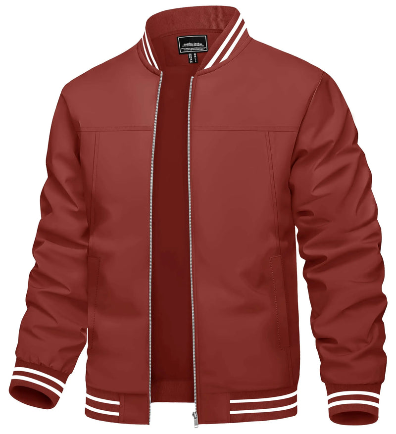 TACVASEN Spring Autumn Casual Jacket Mens Lightweight Full Zip Bomer Jacket Waterproof Outdoor Jacket Baseball Male Windbreaker