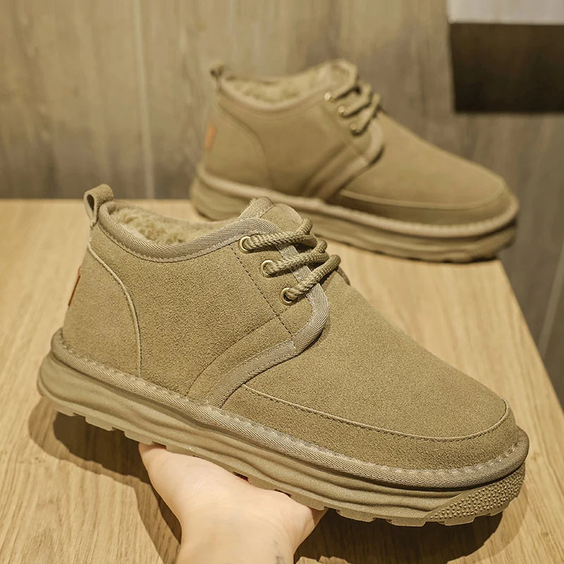 Men's casual snow boots winter warm and velvet cotton boots fashion soft-sole light non-slip comfort outdoor walking work boots
