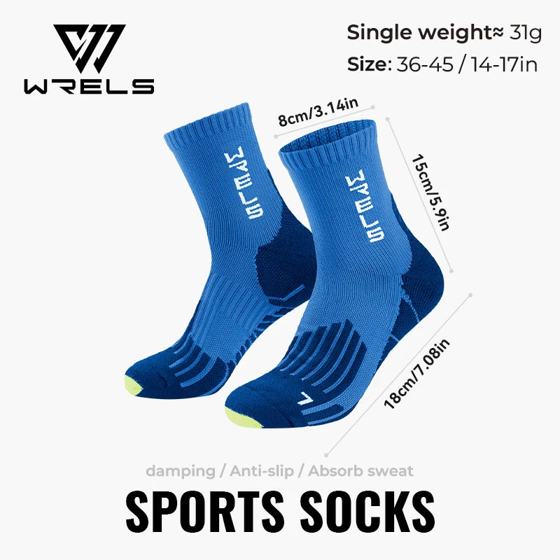 WRELS Sports Socks Arch Support 3D Anti Slip Quick Dry Breathable Cushioned Soccer Gym Training Outdoor Athletic Socks Men Women