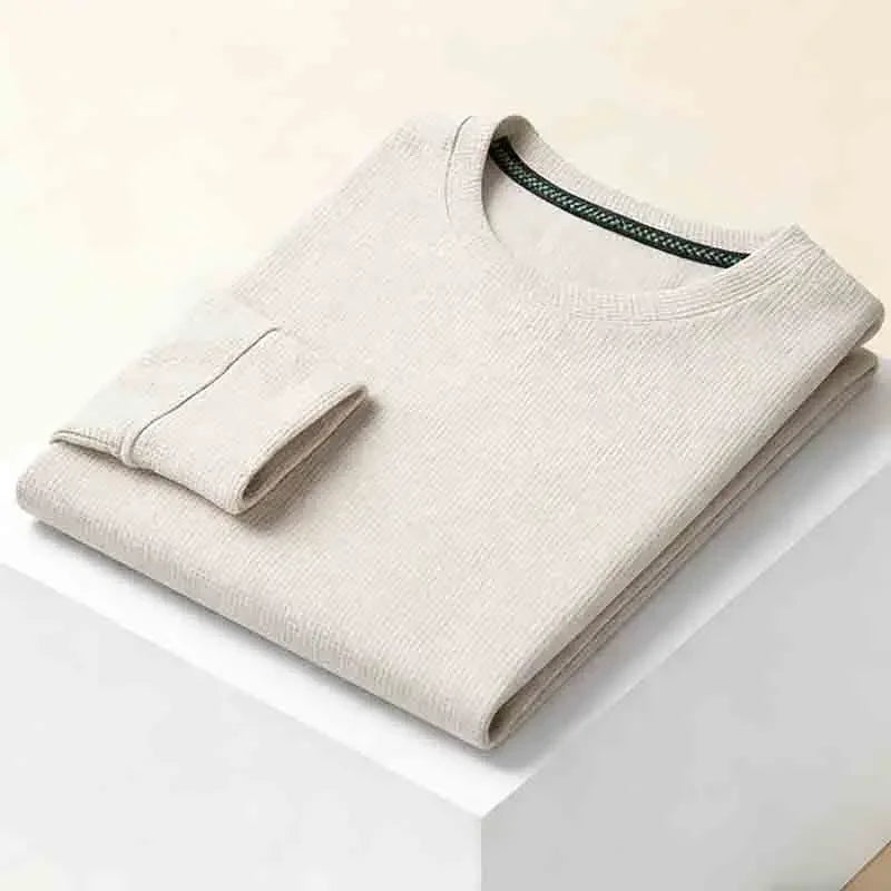 Classic Men's Solid  Crew Neck Long Sleeve Sweater Soft Touch Business Casual Top for Daily Life