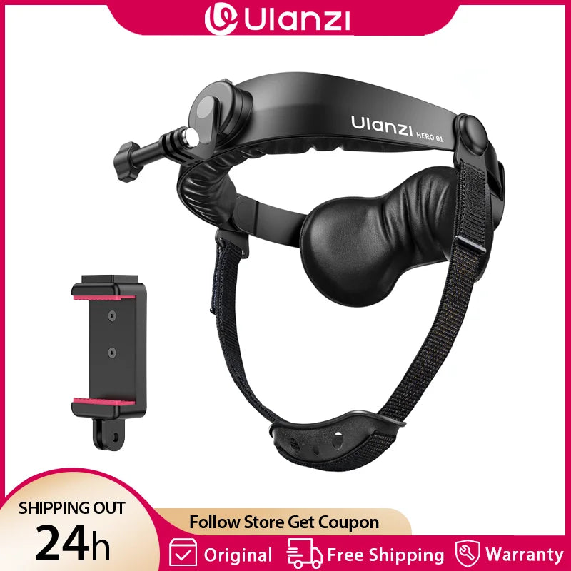 Ulanzi HERO 01 ខ្សែរពាក់ក្បាលសម្រាប់កាមេរ៉ាសកម្មភាព ម៉ោនលើទូរសព្ទដៃ ជាមួយនឹងការបង្វិល 360 ដឺក្រេ សម្រាប់ Gopro DJI សកម្មភាពជិះកង់ក្រៅផ្ទះ